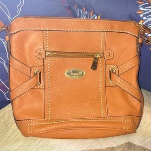 B.o.c. tan, cross body, leather handbag.